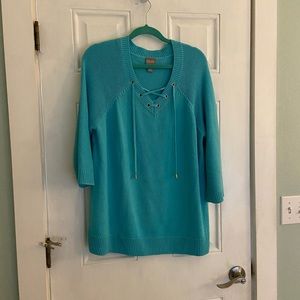 Chico’s cotton sweater turquoise